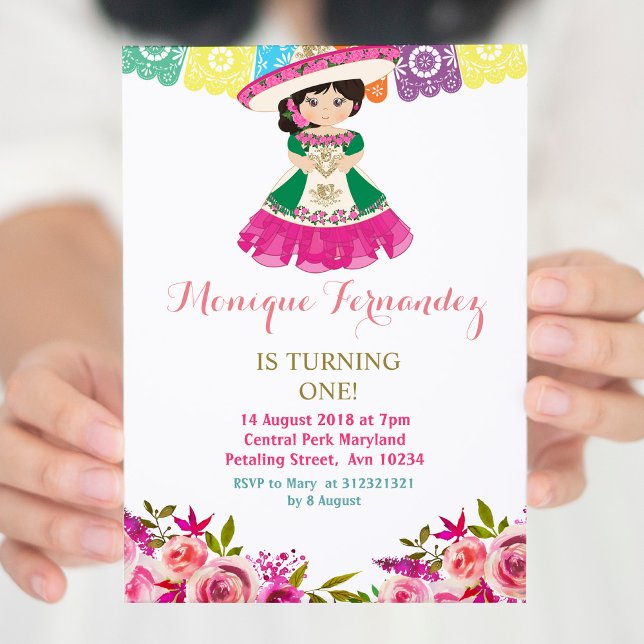Mexicaine 1er anniversaire Invitation Girl (Créateur téléchargé)