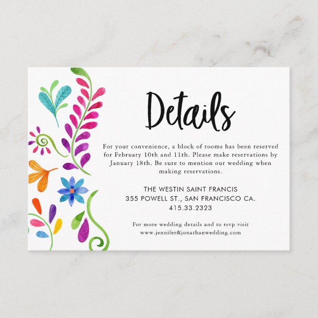 mexicaine Fiesta Détails du Mariage Carte de boîti (Devant)