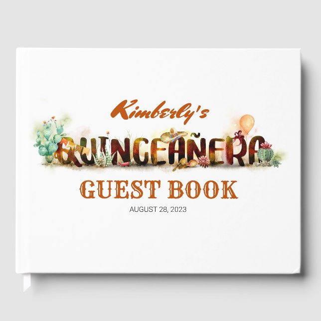 Mexicaine Quinceanera Anniversaire Livre d'invités (Recto)