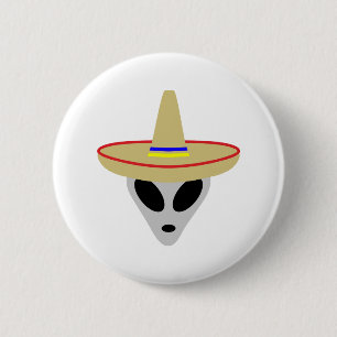 mexican alien sombrero 2 inch round button