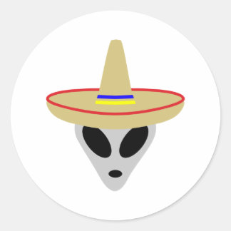 mexican alien sombrero classic round sticker