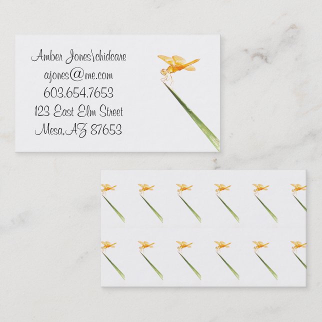 Mexican amber-wing dragonfly business card (Front/Back)