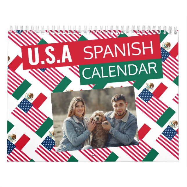 Mexican American 2026 Spanish Calendar | Add Photo (Cover)