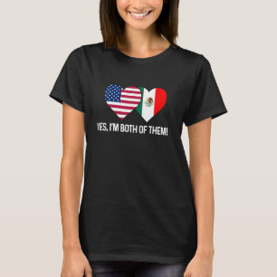 Mexican American Flag Love Proud Half Mexico USA R T-Shirt