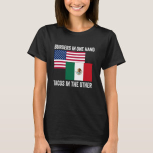 Mexican American Flag Love Proud Half Mexico USA R T-Shirt