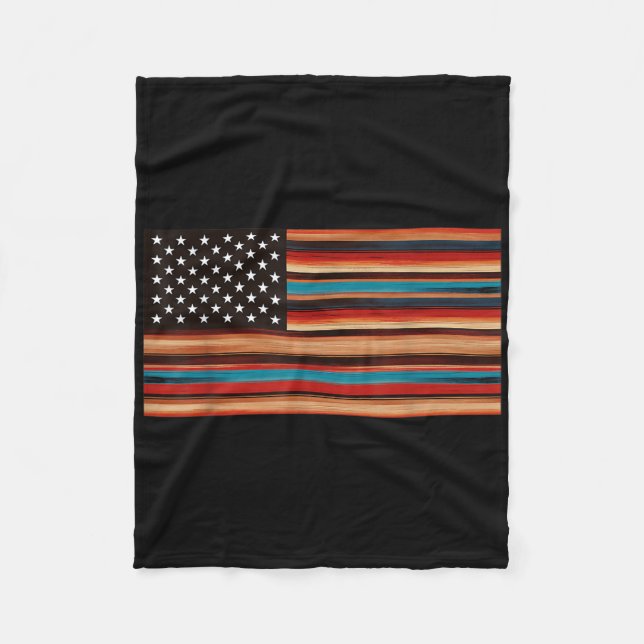 Mexican American Flag Serape Cinco De Mayo Fiesta  Fleece Blanket (Front)