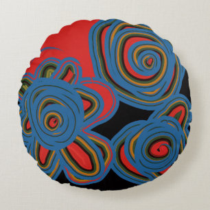 Mexican American Floral Swirl Design  Round Pillow