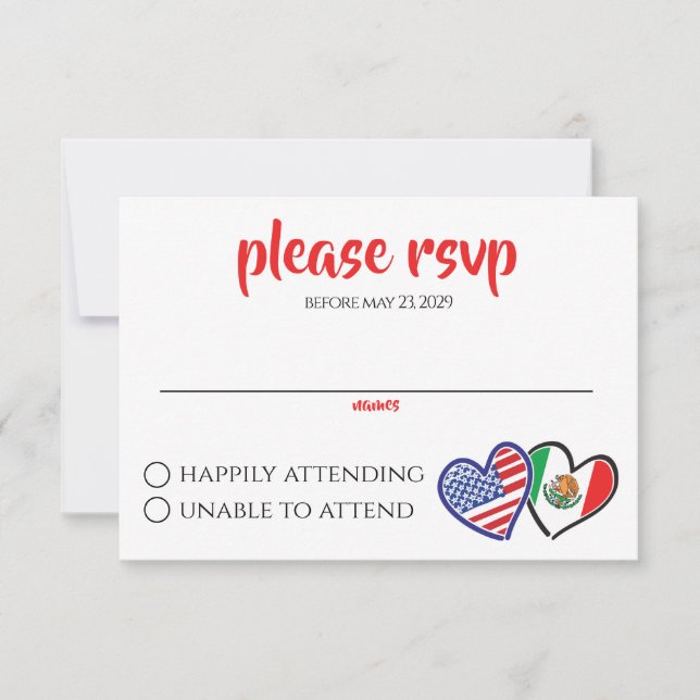 Mexican American Heart Flags RSVP Card (Front)