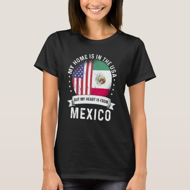 Mexican American Patriot Grown Proud Home USA Flag T-Shirt (Front)
