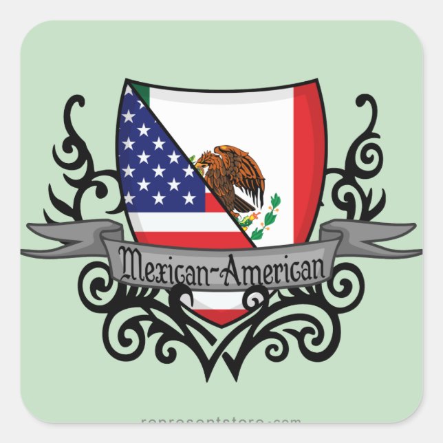 Mexican-American Shield Flag Square Sticker (Front)
