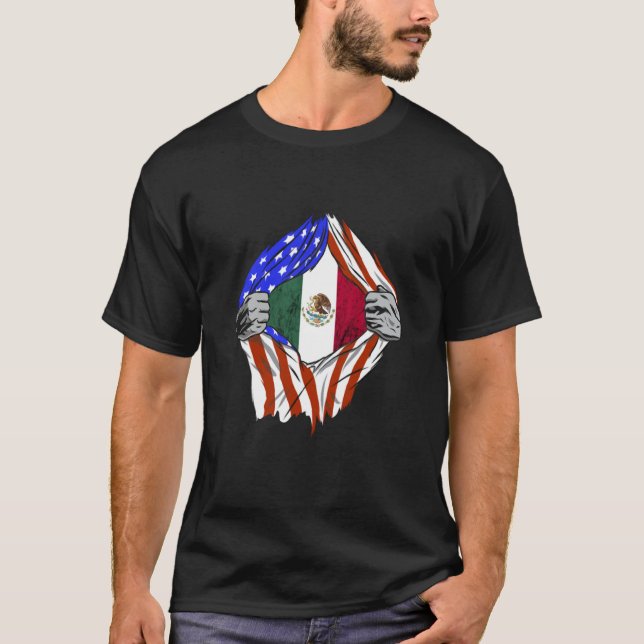 Mexican American USA Flag Mexico Mexican Pride Mex T-Shirt (Front)