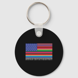 Mexican American Usa Flag Serape Cinco De Mayo For Keychain