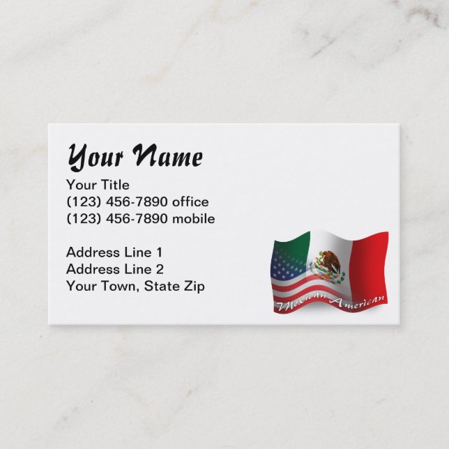 Mexican-American Waving Flag Business Card (Front)