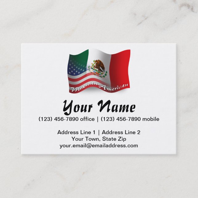 Mexican-American Waving Flag Business Card (Front)