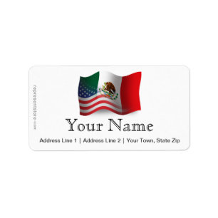 Mexican-American Waving Flag Label