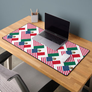 Mexican and American Flags Desk Mat