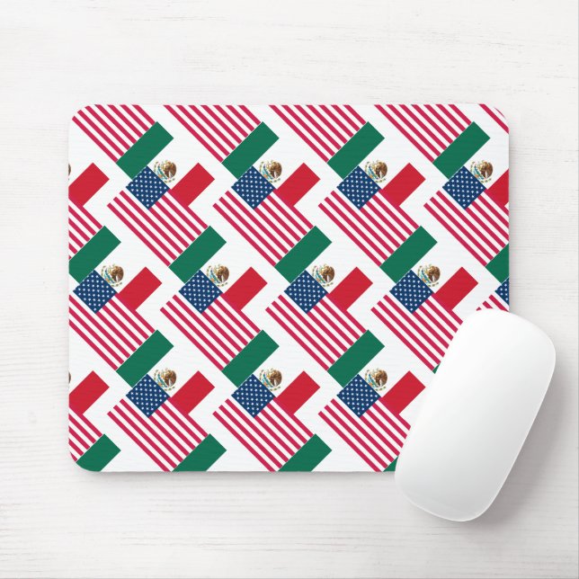 Mexican and American Flags Mouse Pad (With Mouse)