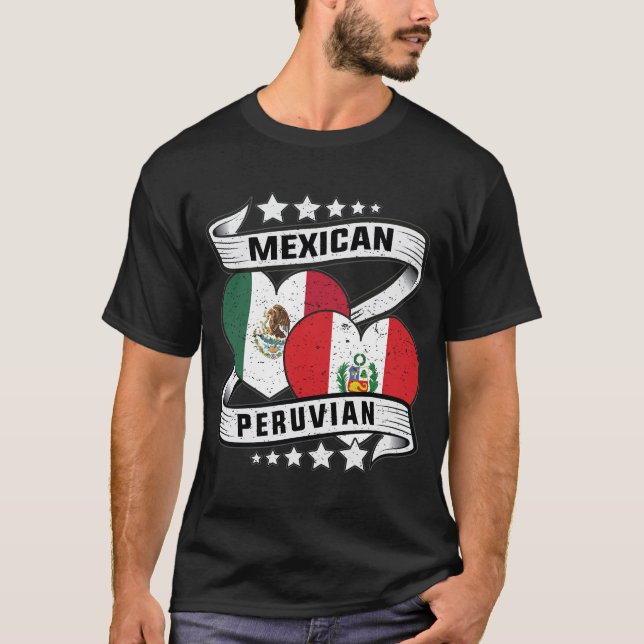 Mexican And Peruvian Flag T-Shirt (Front)