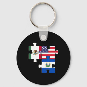 Mexican And Salvadoran Roots Plus The Usa Flag Keychain