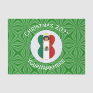 Mexican Angel Christmas Flag Personalized Gift Tissue Paper