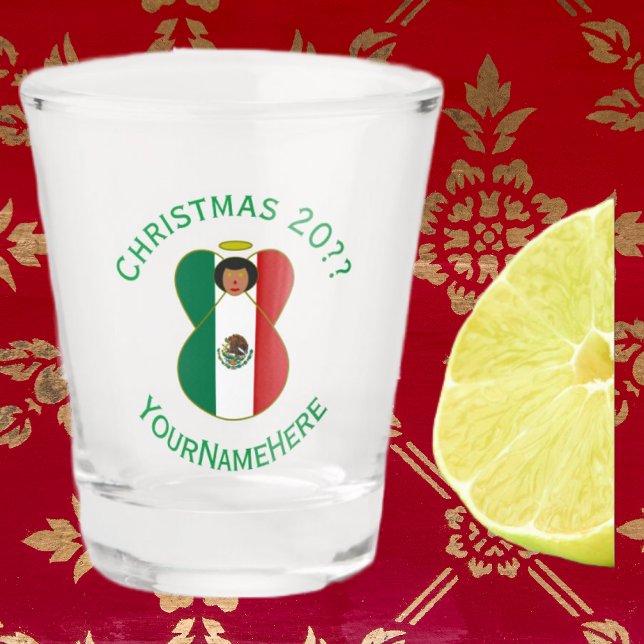 Mexican Angel Christmas Flag Personalized  Shot Glass (Creator Uploaded)
