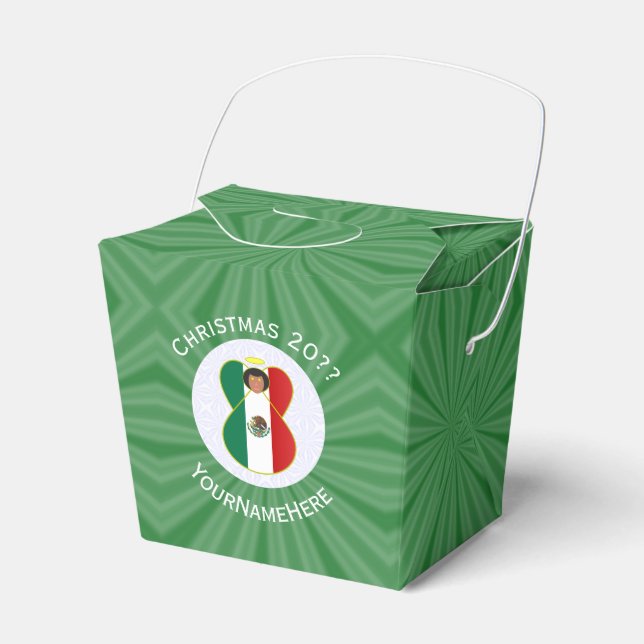 Mexican Angel Christmas Flag Personalized Text Favor Box (Front Side)