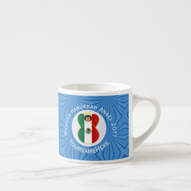 Mexican Angel Hanukkah Flag Personalized  Espresso Cup (Right)