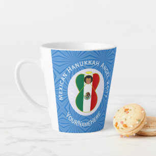 Mexican Angel Hanukkah Flag Personalized Latte Mug