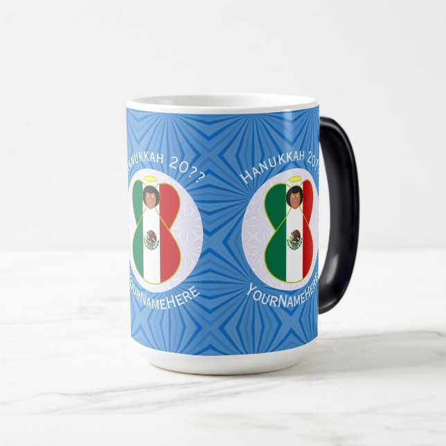 Mexican Angel Hanukkah Flag Personalized  Magic Mug (Front Right)