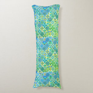 Mexican aqua mint Sicilian Mediterranean tiles Body Pillow