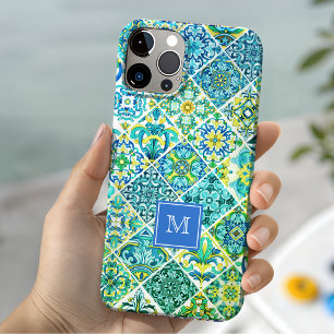 Mexican aqua mint Sicilian Mediterranean tiles iPhone 15 Case