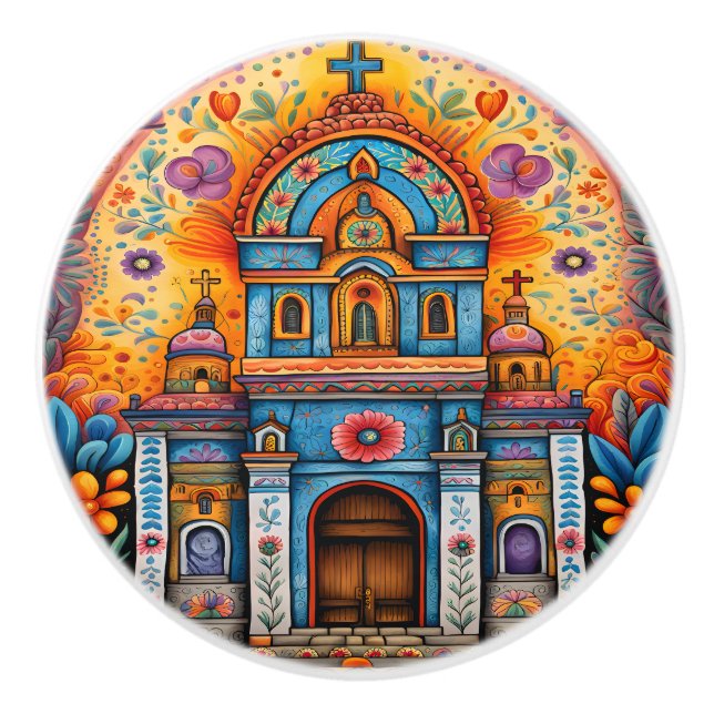 Mexican Art  Ceramic Knob (Front)