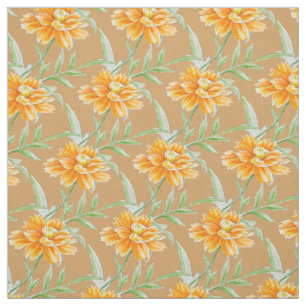 Mexican Aster burnt orange floral watercolor Fabric