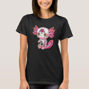 Mexican Axolotl Sugar Skull Calavera Día De Los Mu T-Shirt