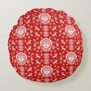 Mexican Aztec Art Home Decor Round Pillow