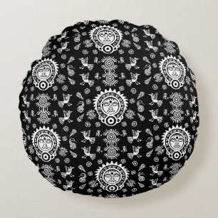 Mexican Aztec Art Home Decor Round Pillow