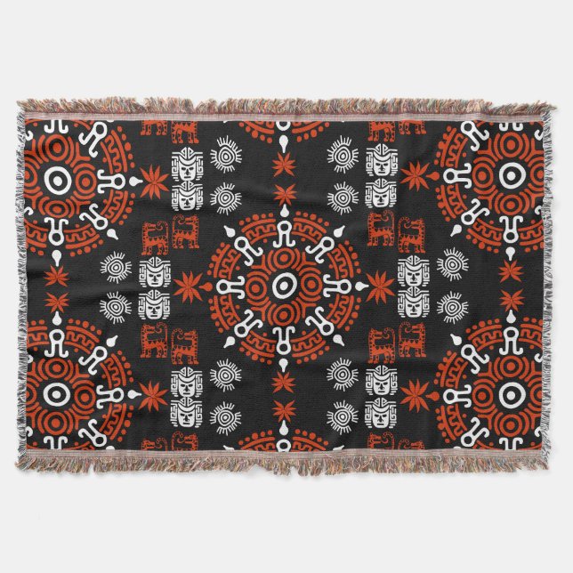 Mexican Aztec Art Home Decor Throw Blanket (Front)