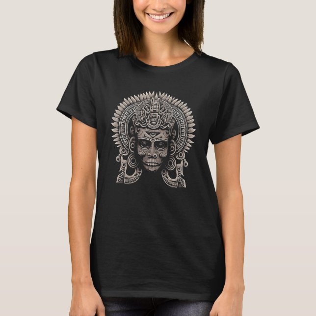 Mexican Aztec Mayan King Skull Mask T-Shirt (Front)