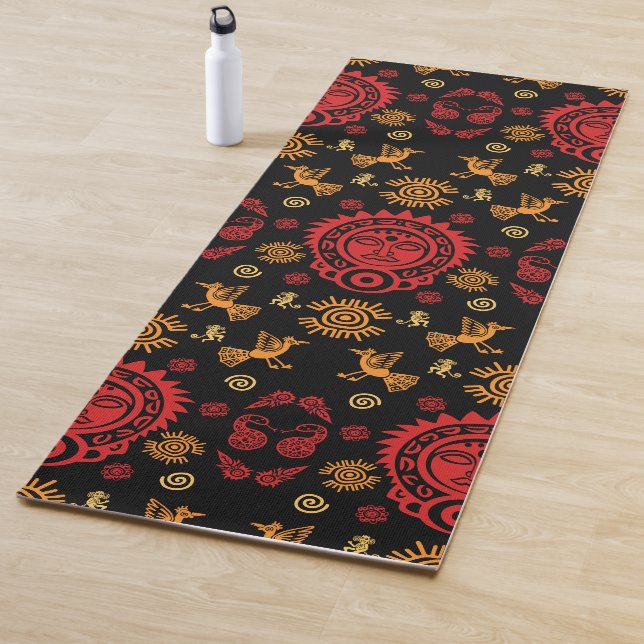 Mexican Aztec Pattern Print Yoga Mat (In Situ)