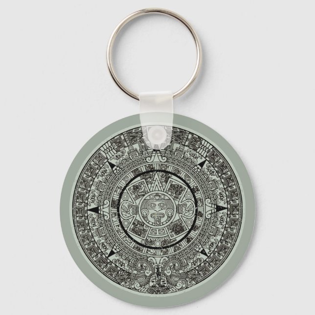 Mexican Aztec Sun Stone Mayan Calendar 1 Keychain (Front)