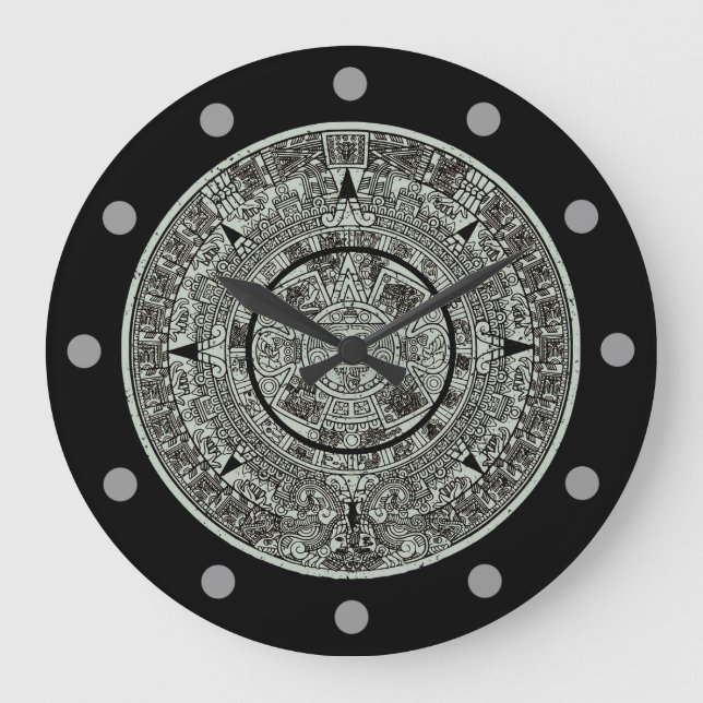 Mexican Aztec Sun Stone Mayan Calendar 1 Large Clock (Front)