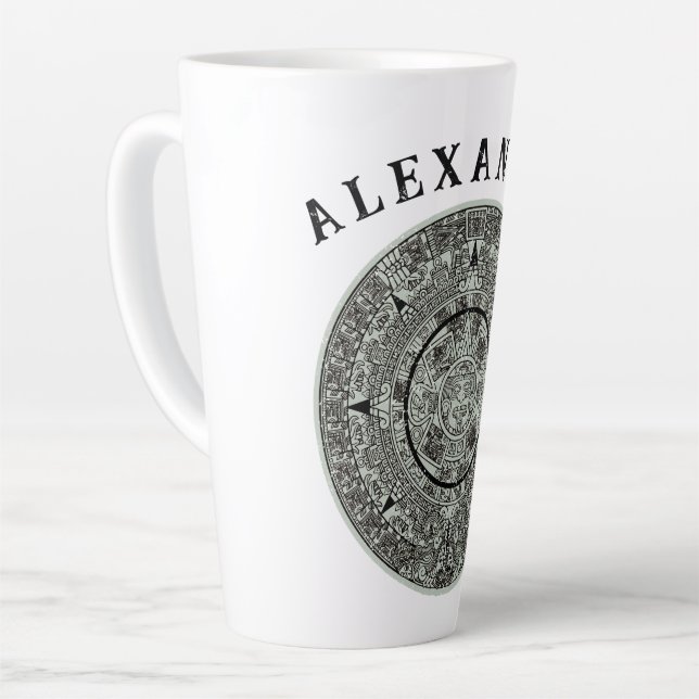 Mexican Aztec Sun Stone Mayan Calendar 1 Latte Mug (Left Angle)