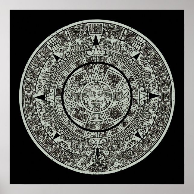 Mexican Aztec Sun Stone Mayan Calendar 1 Poster (Front)