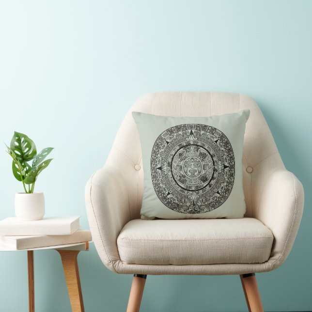 Mexican Aztec Sun Stone Mayan Calendar 1 Throw Pillow (Chair)
