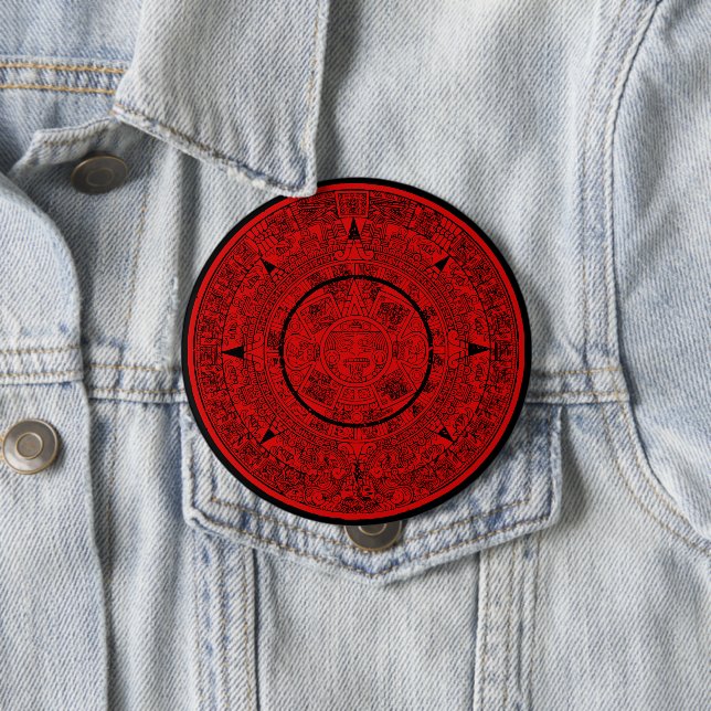 Mexican Aztec Sun Stone Mayan Calendar 2 4 Inch Round Button (In Situ)