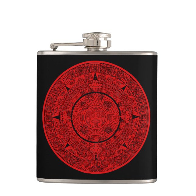 Mexican Aztec Sun Stone Mayan Calendar 2 Hip Flask (Front)