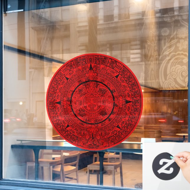 Mexican Aztec Sun Stone Mayan Calendar 2 Window Cling (Cafe Window)