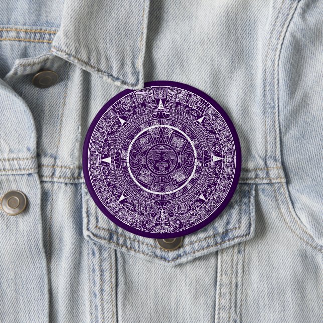 Mexican Aztec Sun Stone Mayan Calendar 3 4 Inch Round Button (In Situ)