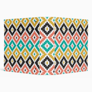 Mexican Aztec Tribal Print Ikat Diamond Pattern Binder