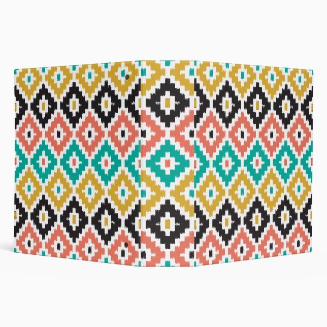 Mexican Aztec Tribal Print Ikat Diamond Pattern Binder (Background)